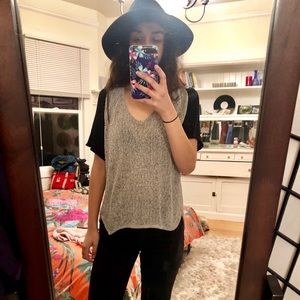 Black and Grey Knit V-neck Sweater Shirt